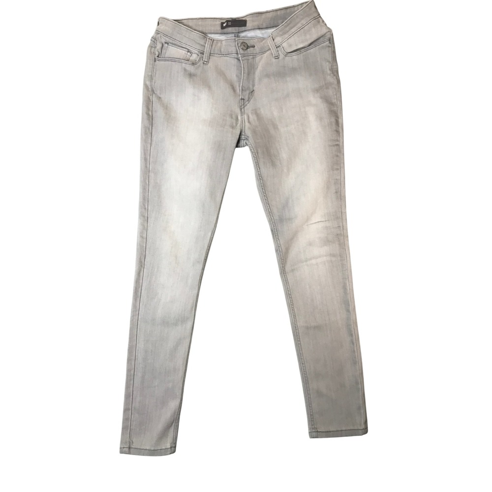 Levis Skinny Jeans Womens 32 Gray Light Wash Mid Rise Denim Casual Zip Fly